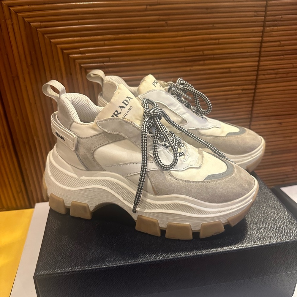 Prada heeled sneakers.
